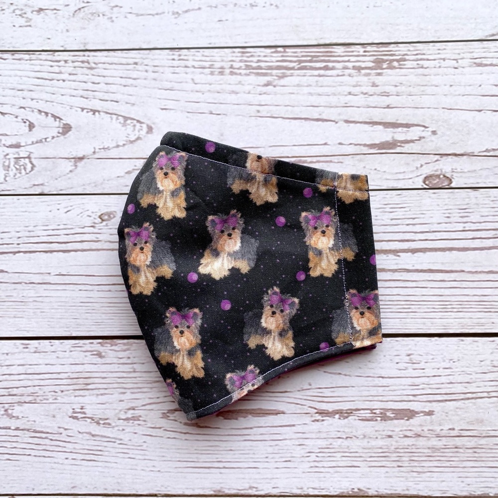 Fabric Face Mask Yorkies Play Ball